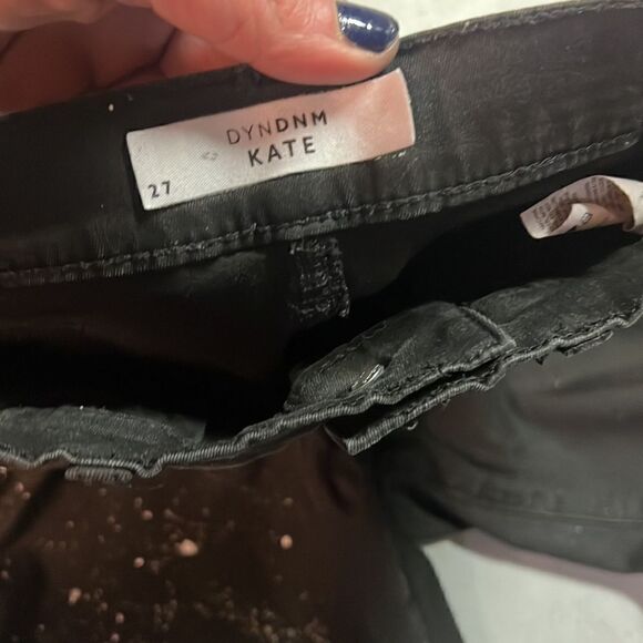 Custom DYNDNM Kate Upcycled Size 27 Black + White Paint Splatter Motto Jeggings - Picture 7 of 8